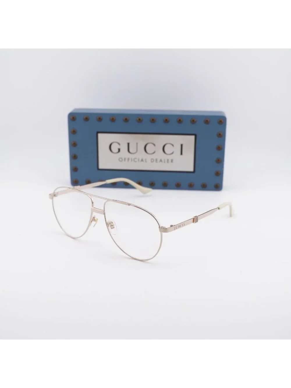 Gucci GG1440S 005 Aviator Sunglasses – Gold / Clear